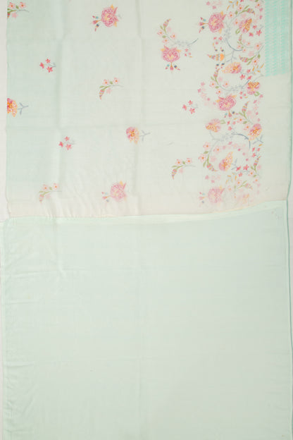 Organza Floral Printed Sea Green Saree