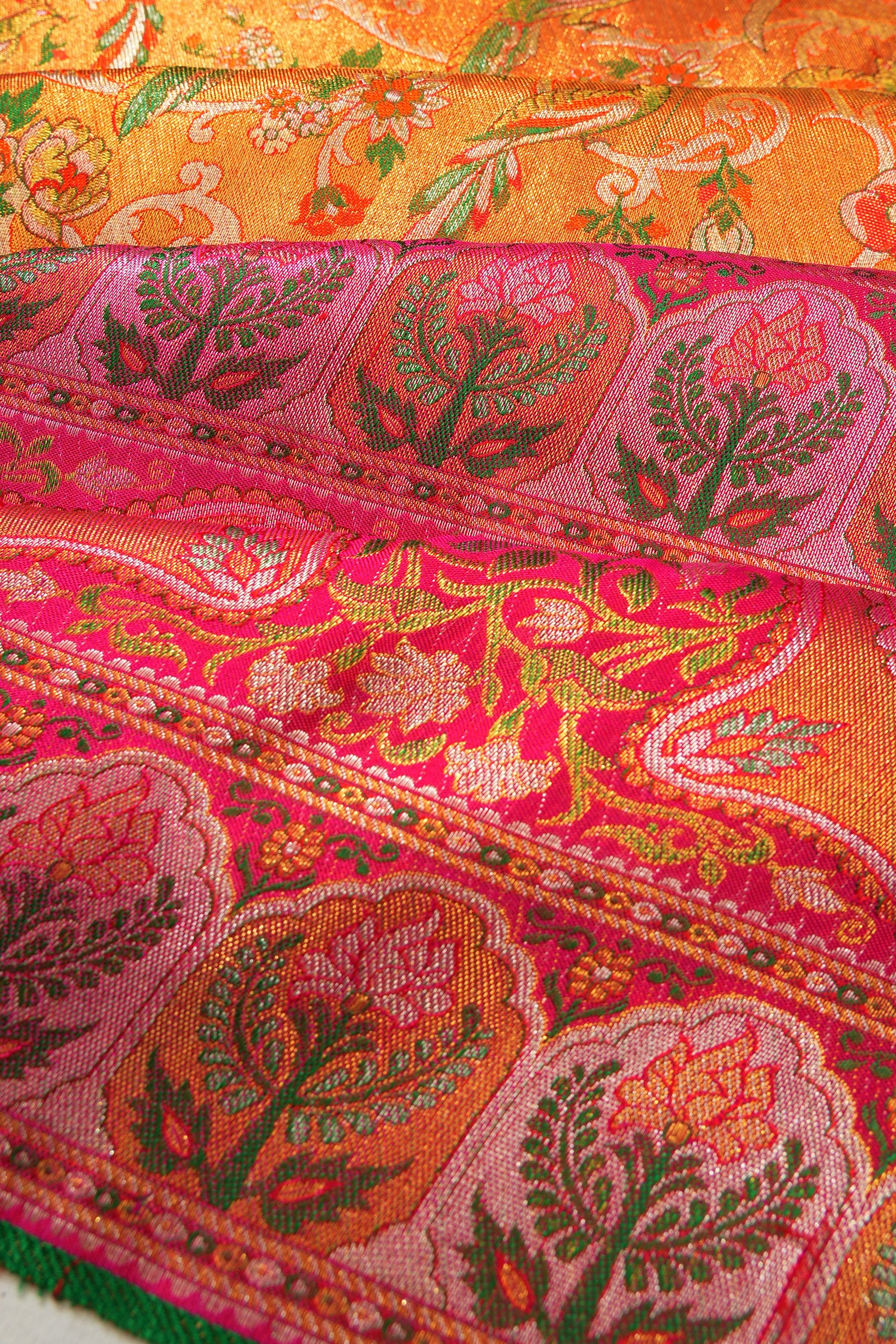 Kanchipuram Silk Tissue Brocade Gold Saree