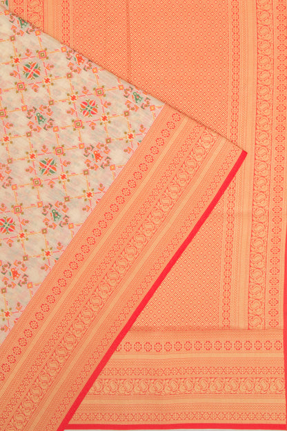 Chanderi Cotton Brocade Cream Saree