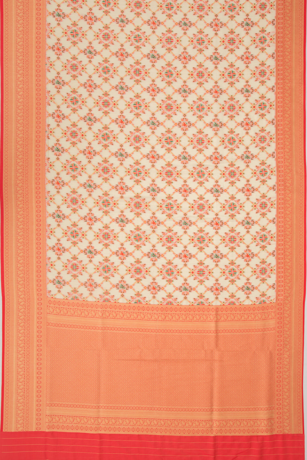 Chanderi Cotton Brocade Cream Saree