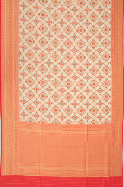 Chanderi Cotton Brocade Cream Saree