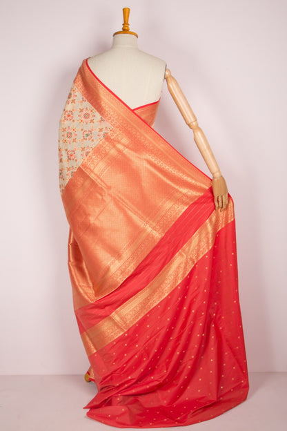 Chanderi Cotton Brocade Cream Saree