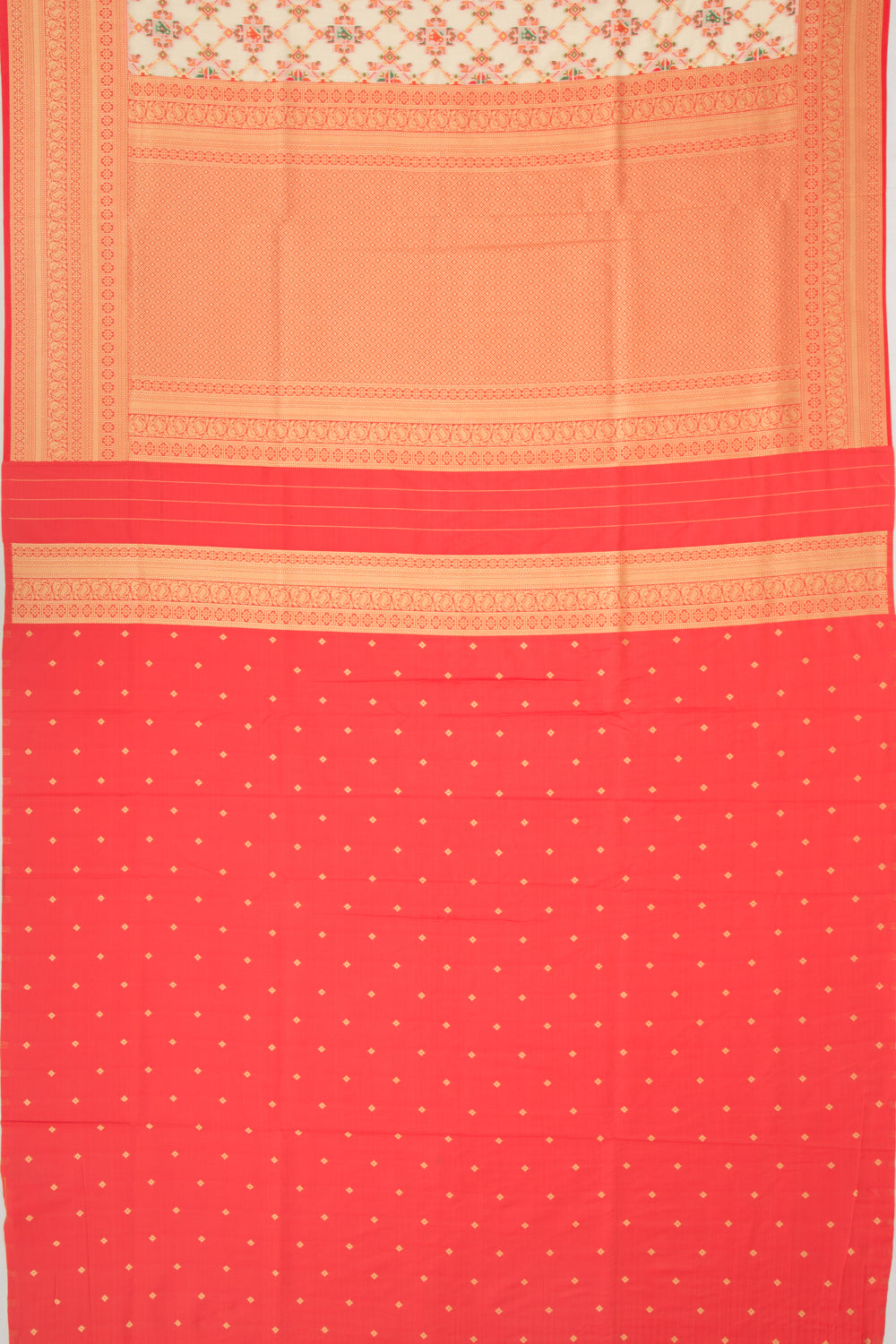 Chanderi Cotton Brocade Cream Saree