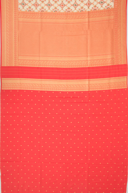 Chanderi Cotton Brocade Cream Saree