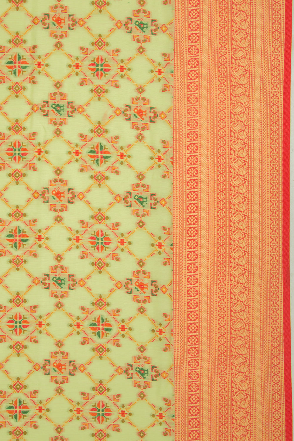 Chanderi Cotton Brocade Pastel Green Saree