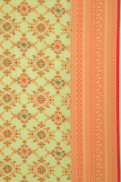 Chanderi Cotton Brocade Pastel Green Saree