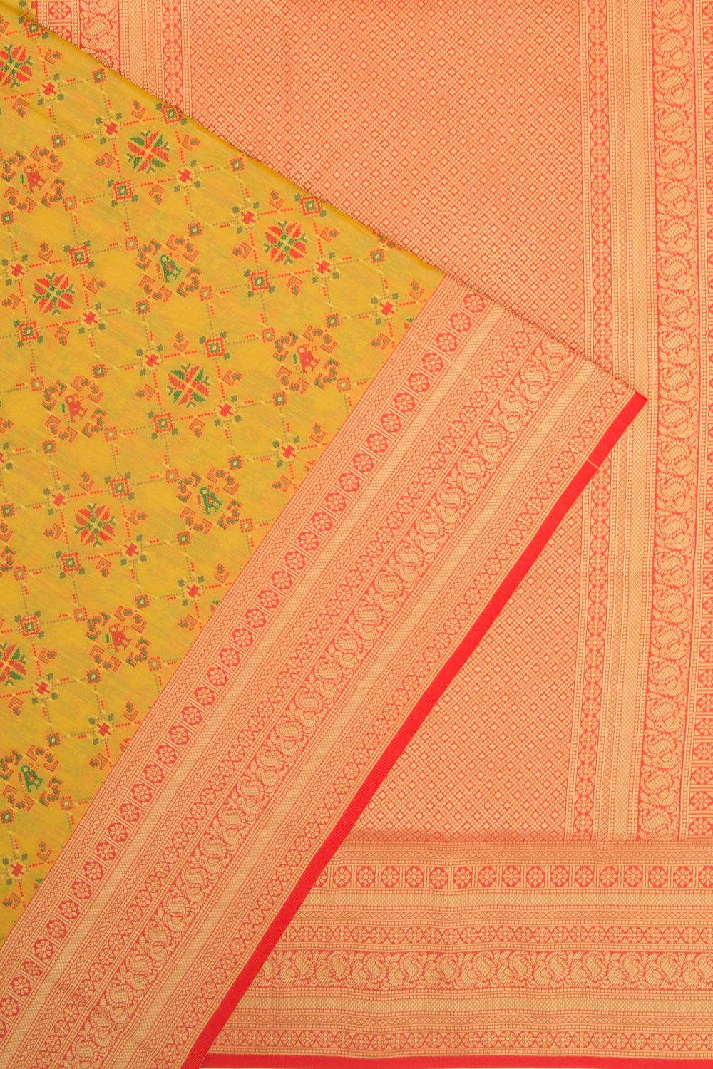 Chanderi Cotton Brocade Mustard Yellow Saree