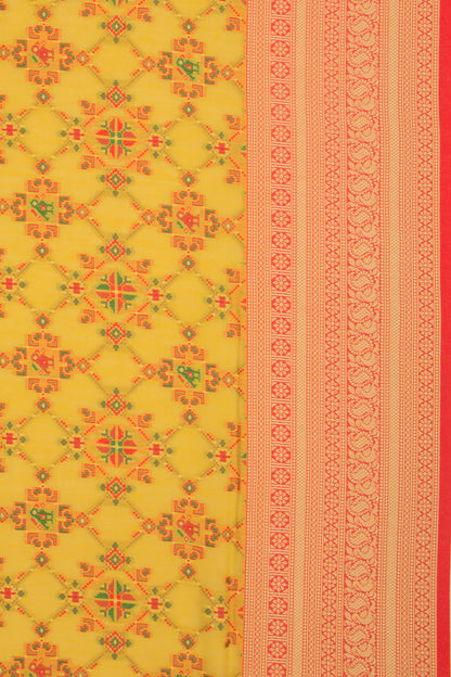 Chanderi Cotton Brocade Mustard Yellow Saree