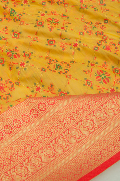 Chanderi Cotton Brocade Mustard Yellow Saree