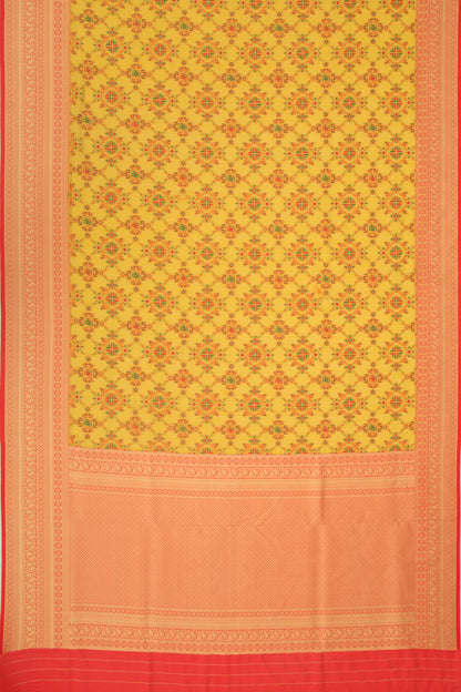 Chanderi Cotton Brocade Mustard Yellow Saree
