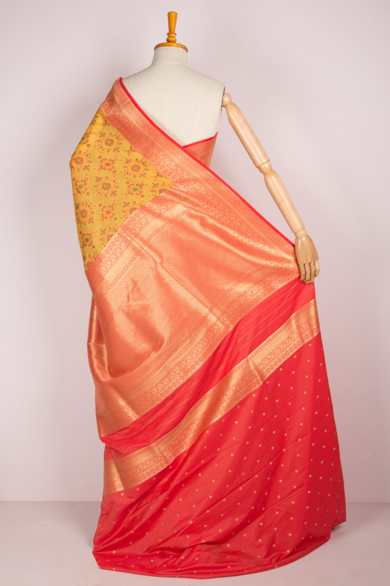 Chanderi Cotton Brocade Mustard Yellow Saree
