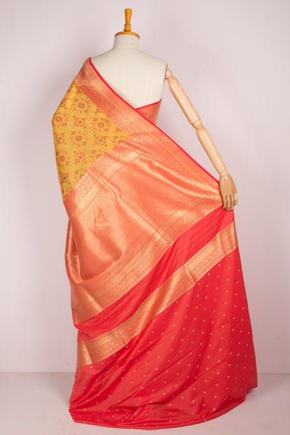 Chanderi Cotton Brocade Mustard Yellow Saree