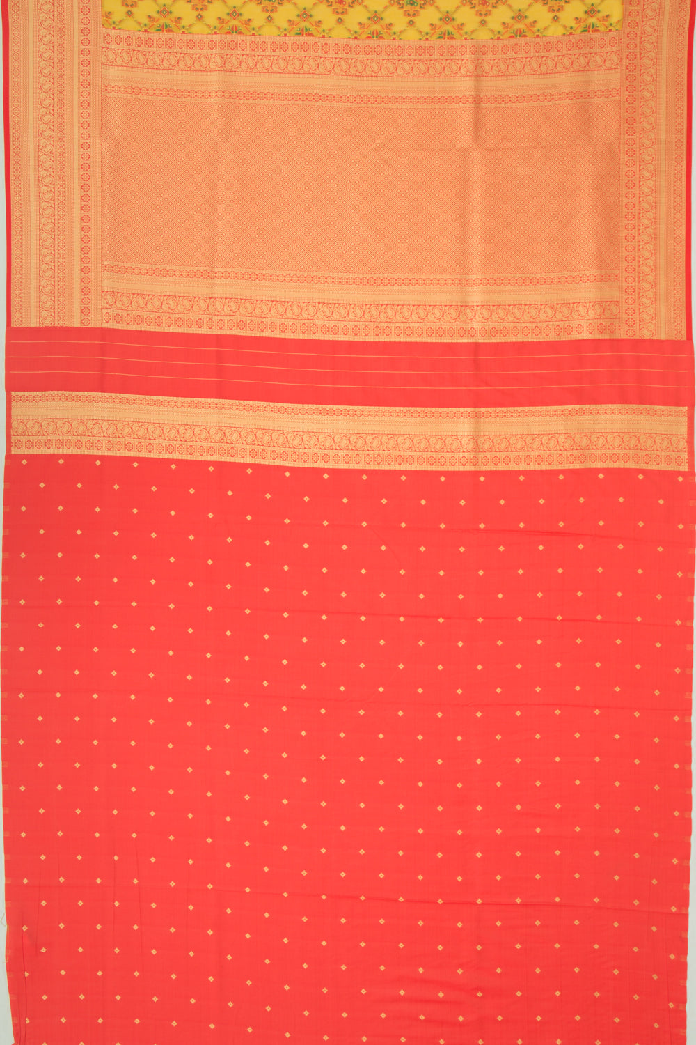 Chanderi Cotton Brocade Mustard Yellow Saree