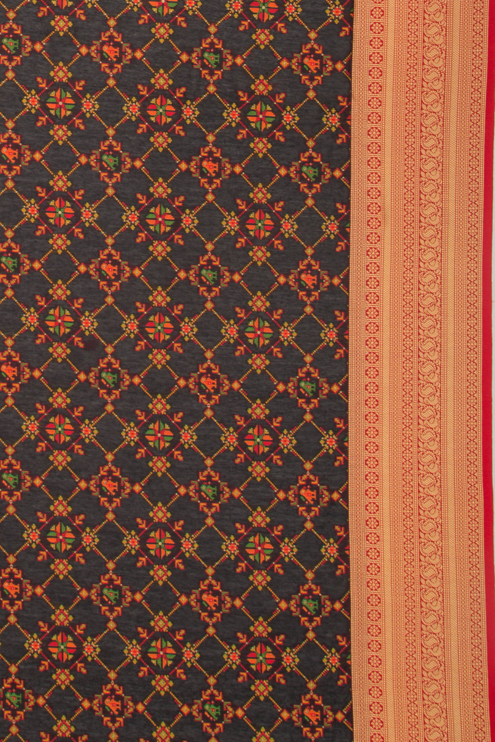 Chanderi Cotton Brocade Black Saree