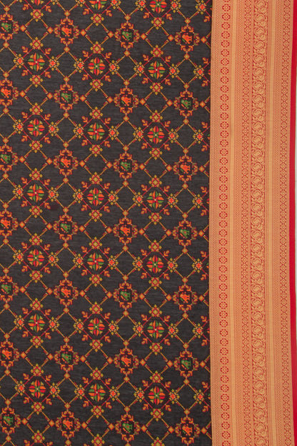 Chanderi Cotton Brocade Black Saree