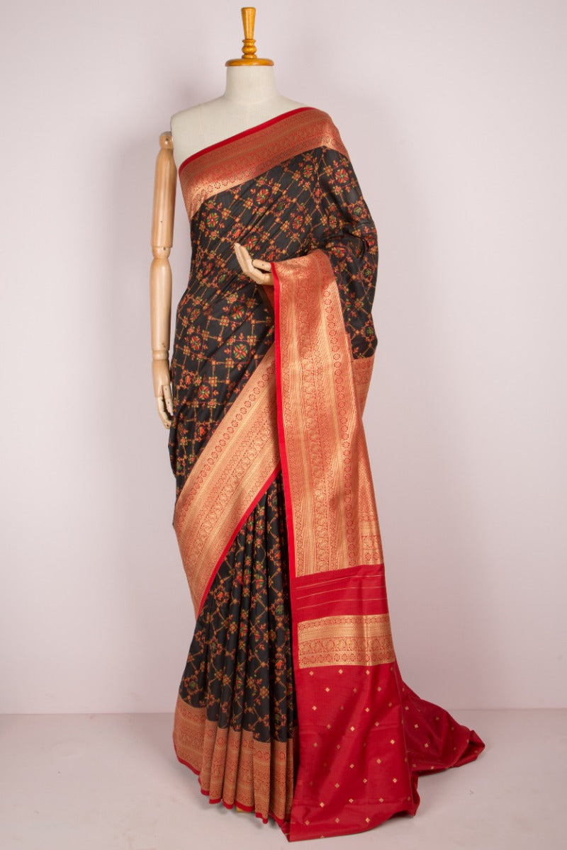 Chanderi Cotton Brocade Black Saree