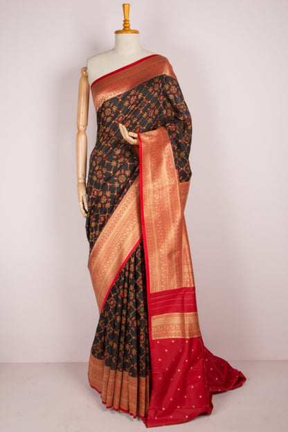 Chanderi Cotton Brocade Black Saree