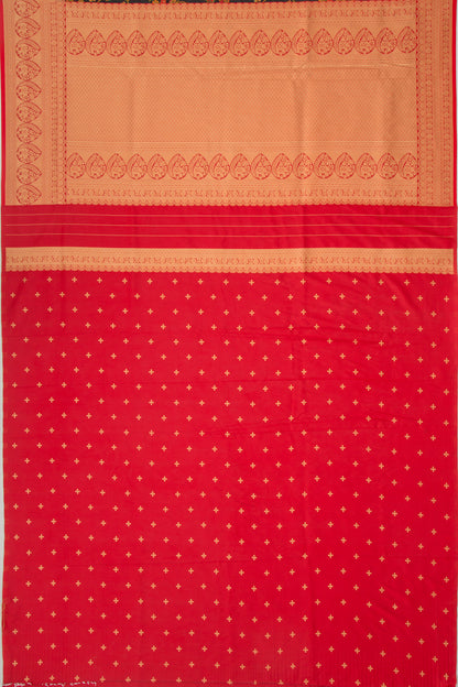 Chanderi Cotton Floral Jaal Black Saree