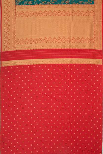 Chanderi Cotton Jaal Teal Green Saree