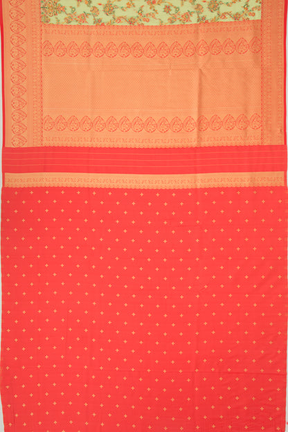 Chanderi Cotton Floral Jaal Pastel Green Saree