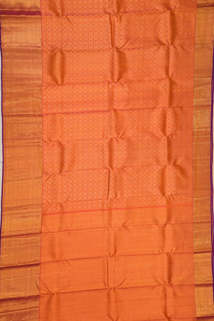 Kanchipuram Silk Checks And Butta Orange Saree