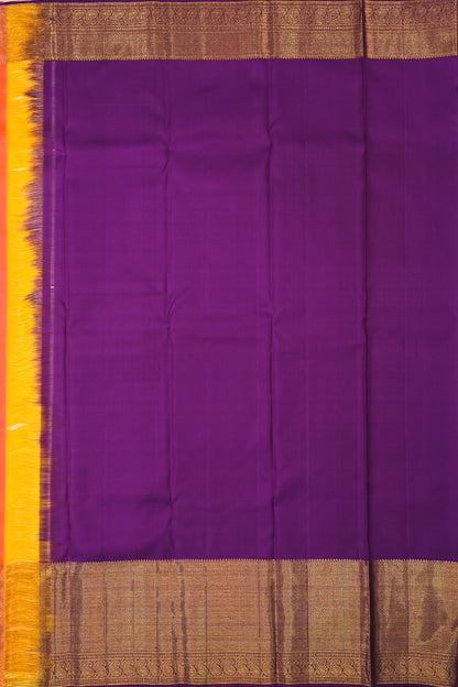 Kanchipuram Silk Checks And Butta Orange Saree