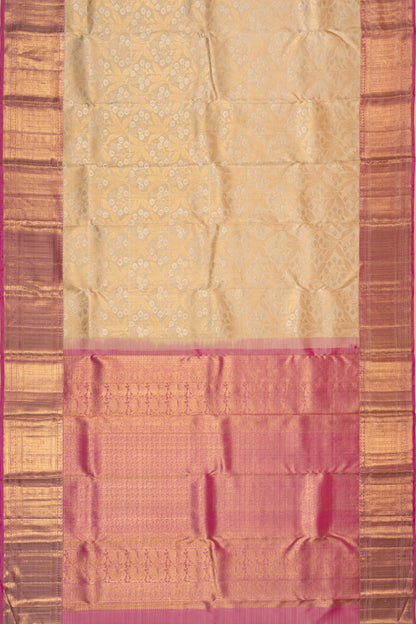 Kanchipuram Silk Brocade Cream Saree