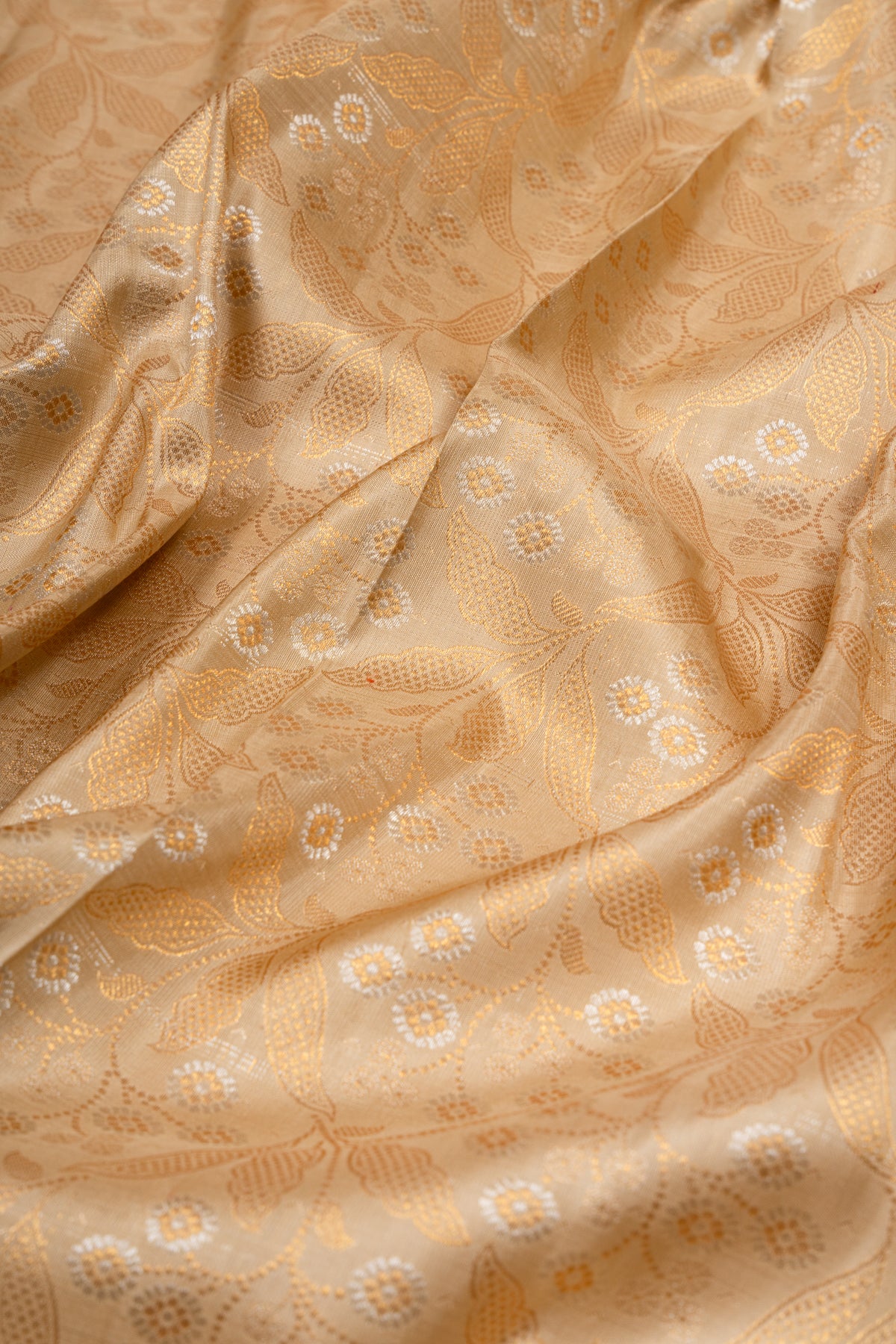 Kanchipuram Silk Brocade Cream Saree
