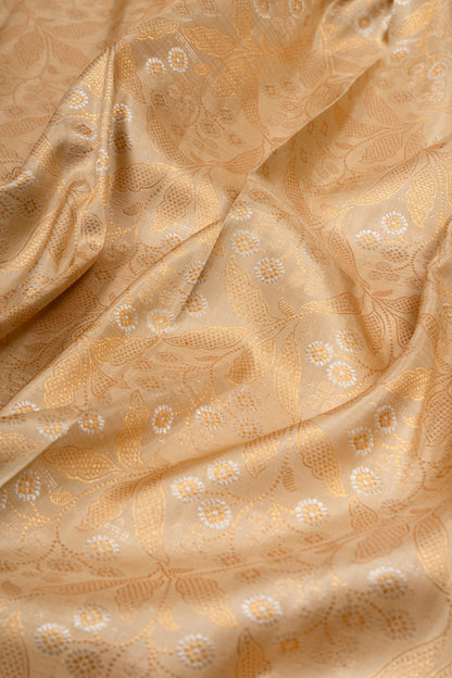 Kanchipuram Silk Brocade Cream Saree