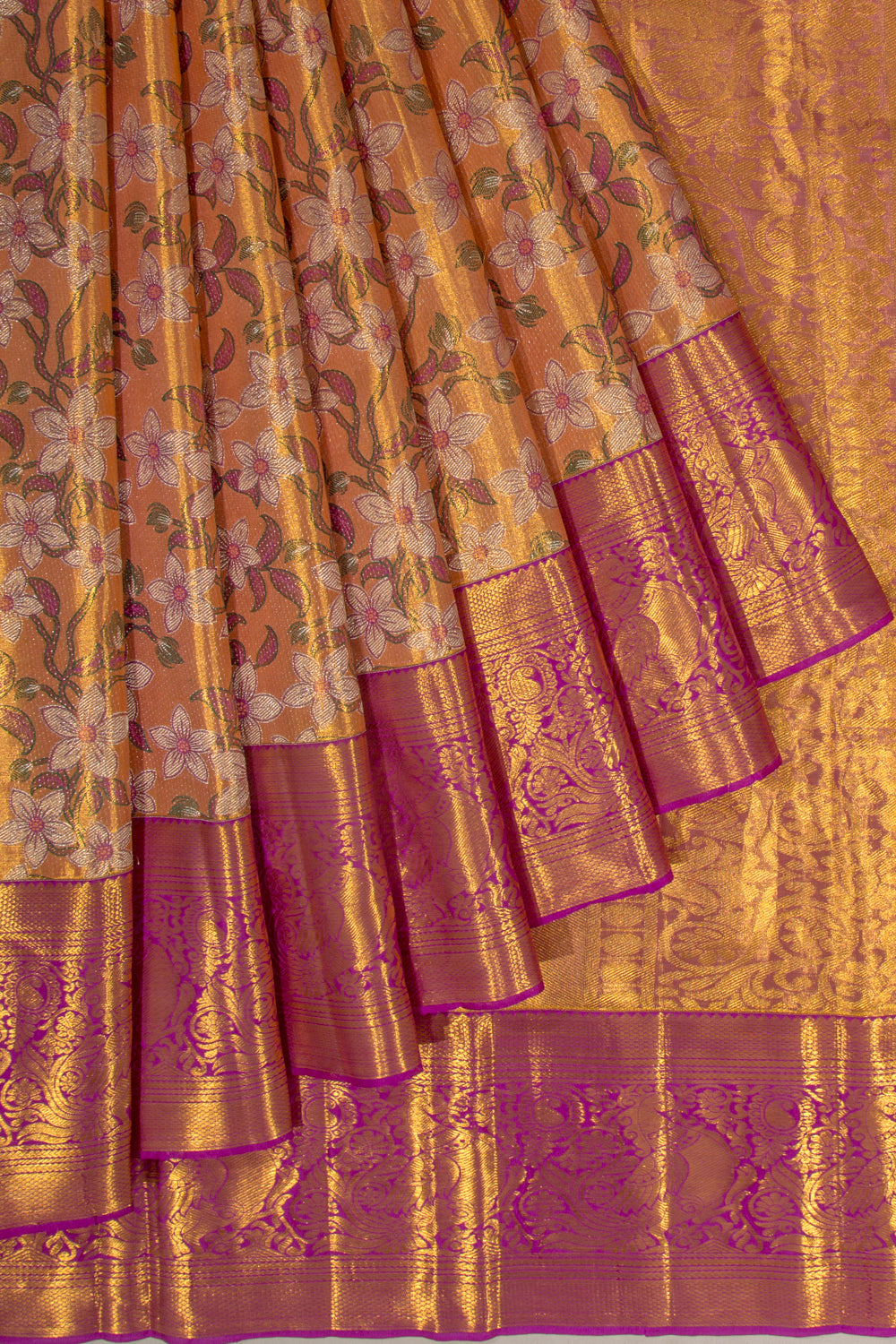 Taranga Kanchi Silk Tissue Jaal Orange Saree