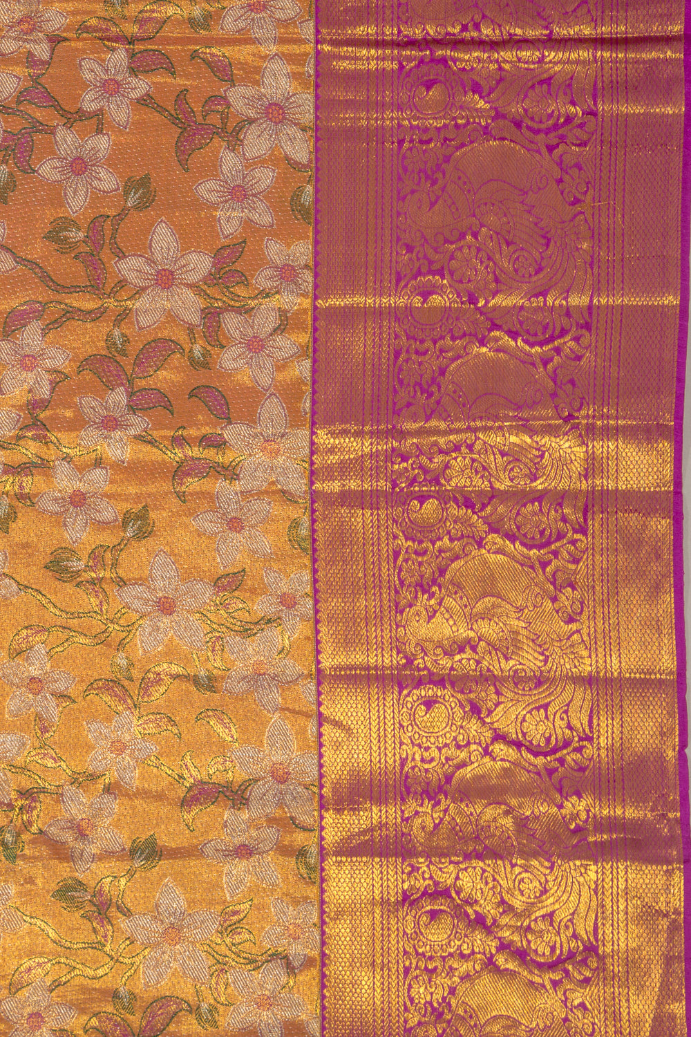 Taranga Kanchi Silk Tissue Jaal Orange Saree