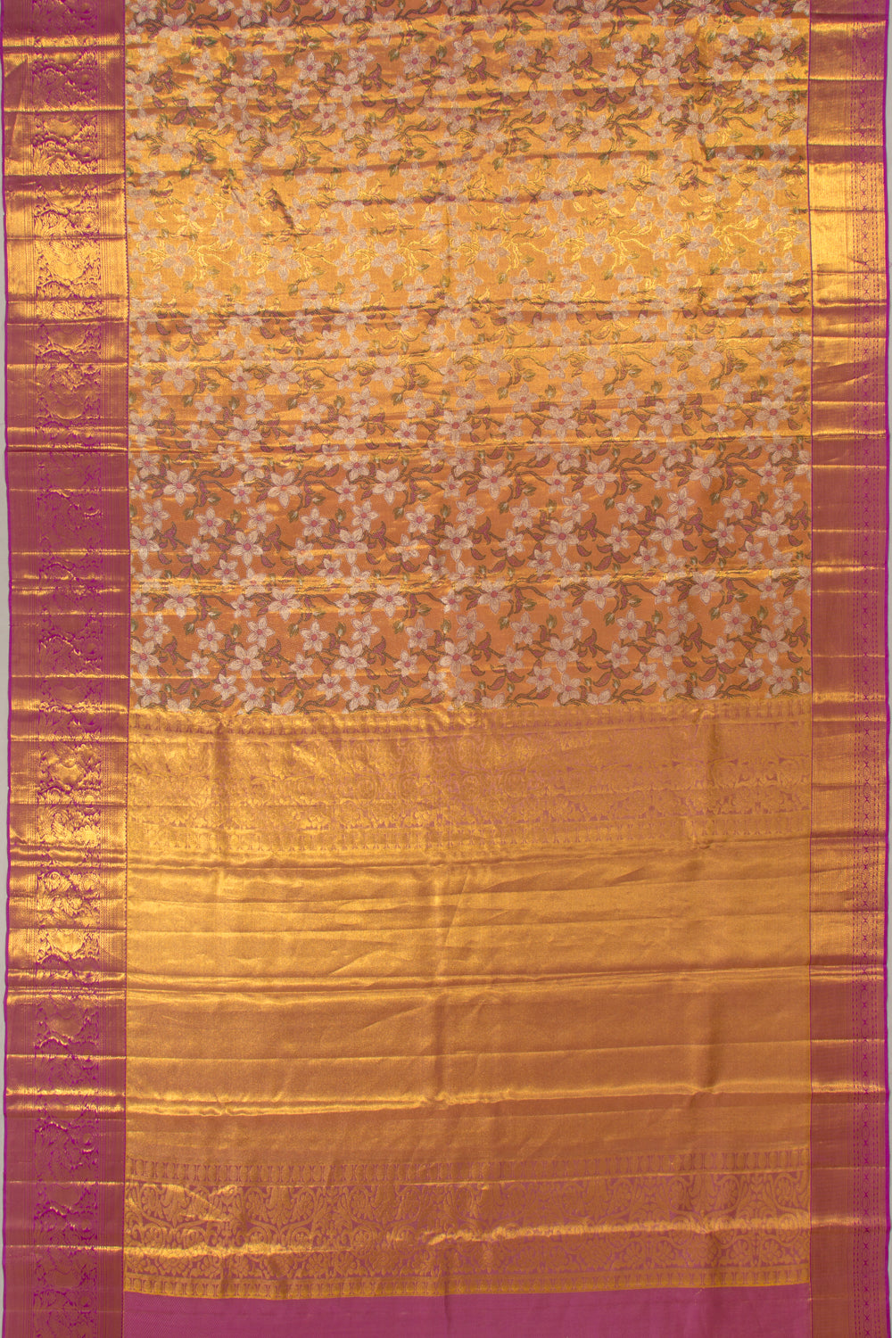 Taranga Kanchi Silk Tissue Jaal Orange Saree