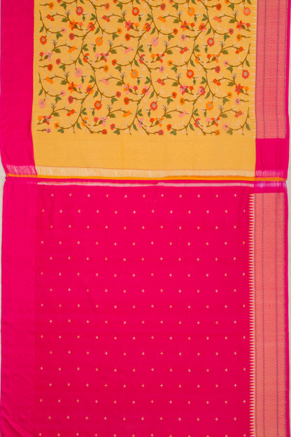 Banarasi Kora Organza Jamdani All Over Mustard Yellow Saree