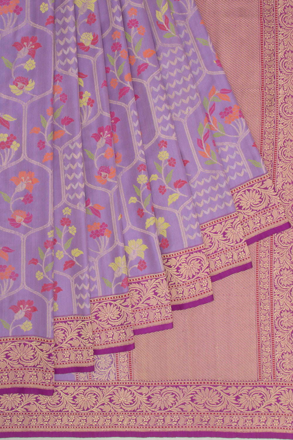 Banarasi Silk Jamdani Lavender Saree