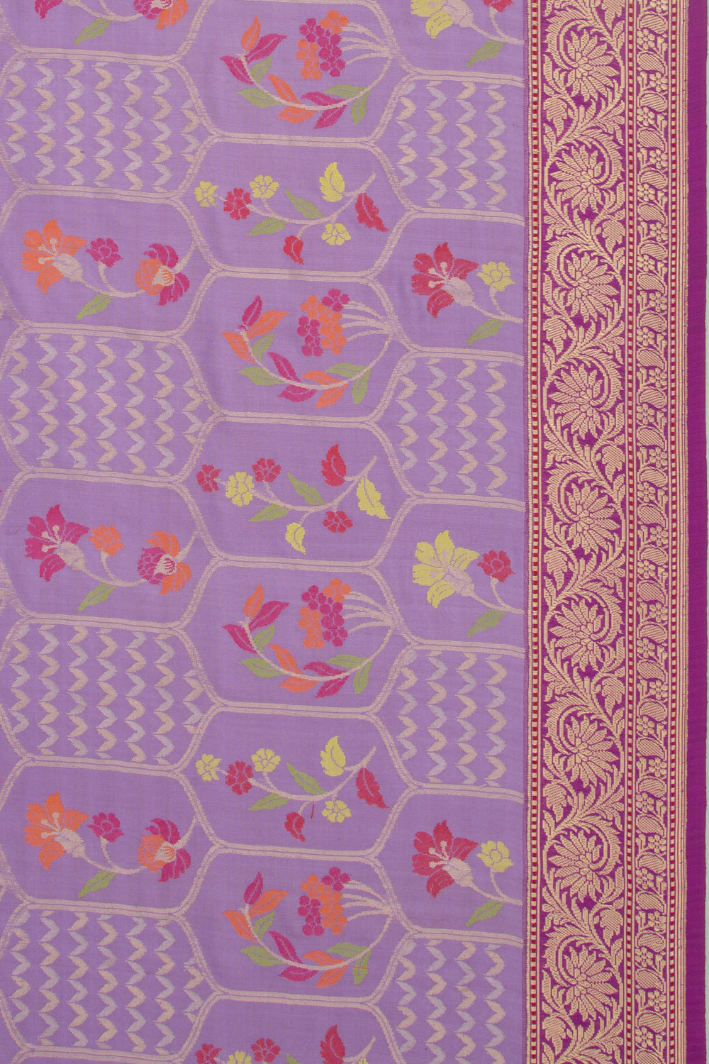 Banarasi Silk Jamdani Lavender Saree