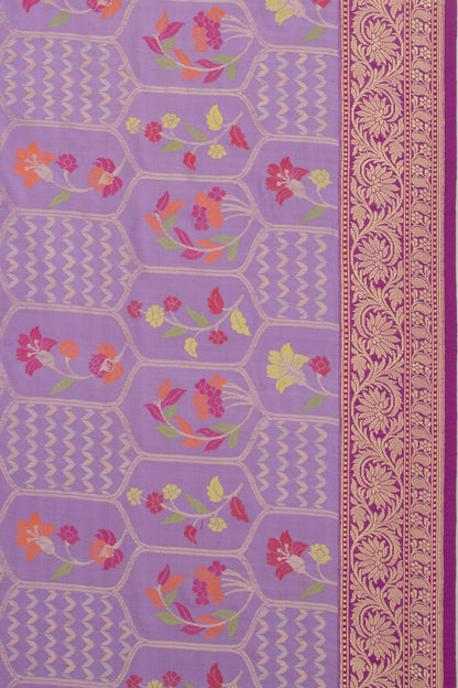 Banarasi Silk Jamdani Lavender Saree
