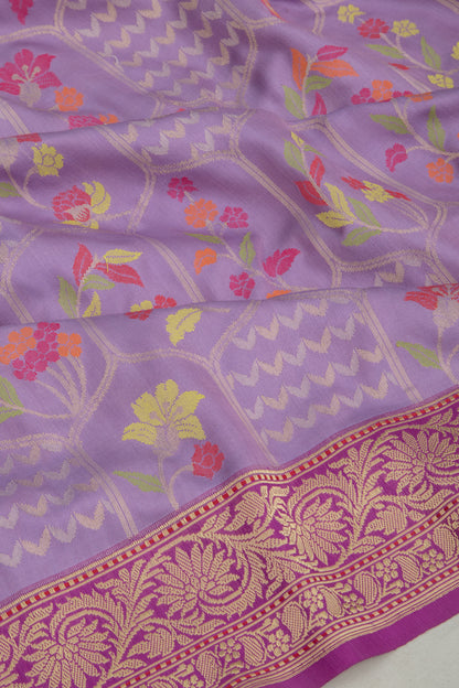 Banarasi Silk Jamdani Lavender Saree