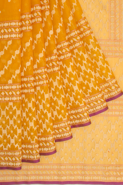 Banarasi Kora Organza Butta Mustard Yellow Saree