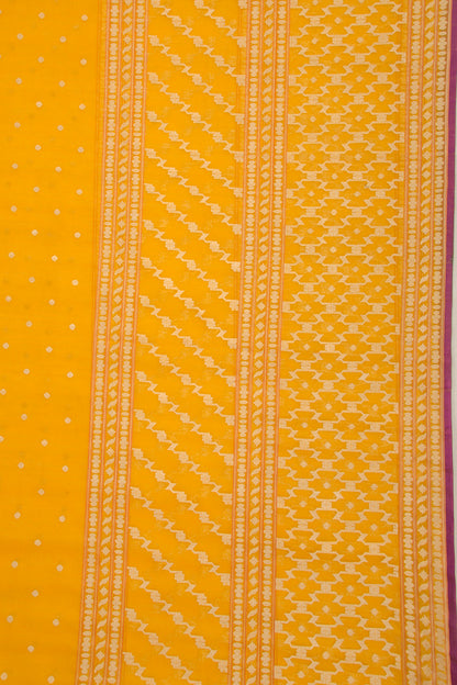 Banarasi Kora Organza Butta Mustard Yellow Saree