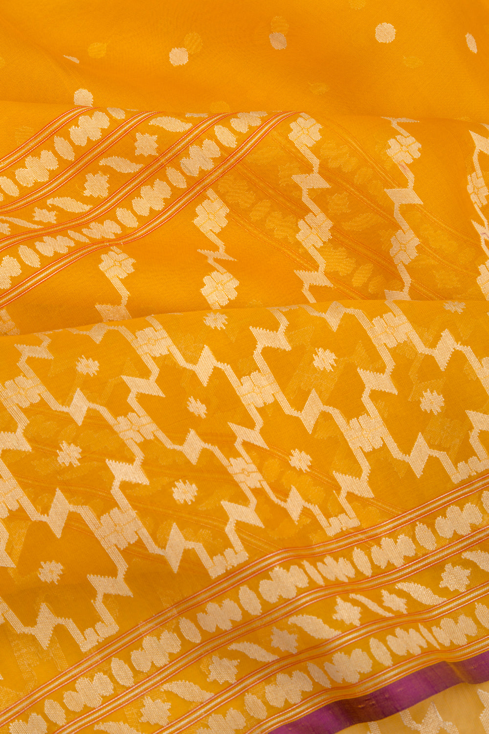 Banarasi Kora Organza Butta Mustard Yellow Saree