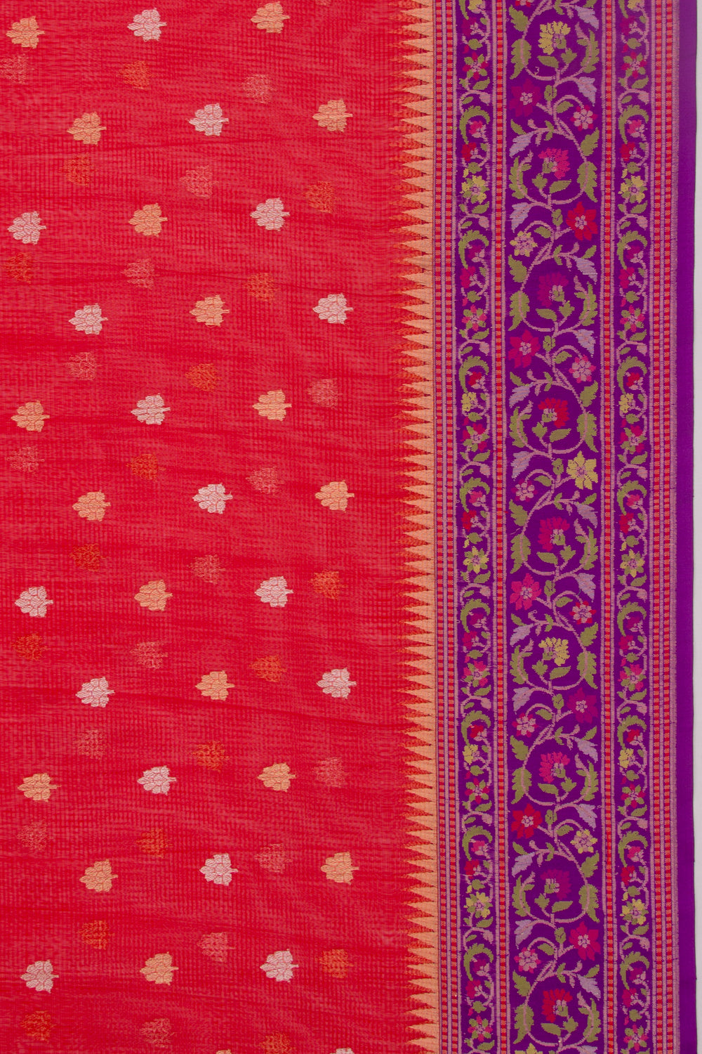 Banarasi Kora Organza Butta Red Saree