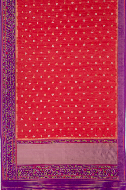 Banarasi Kora Organza Butta Red Saree
