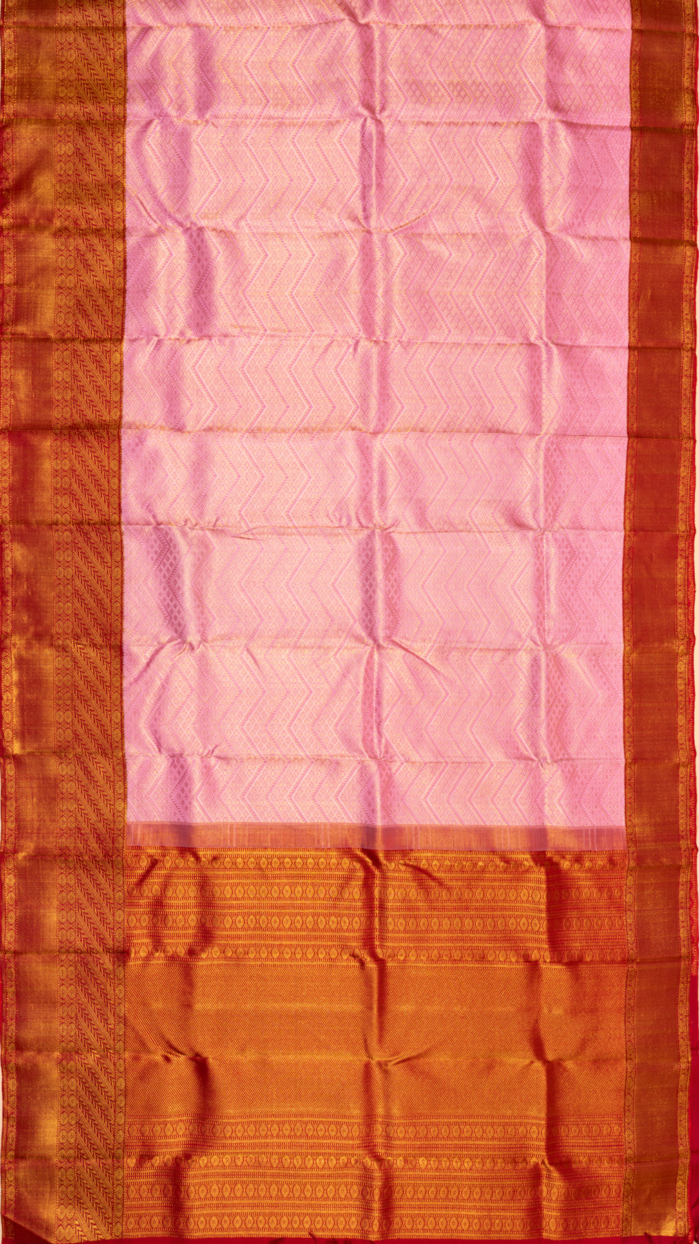 Kanchipuram Silk Brocade Baby Pink Saree