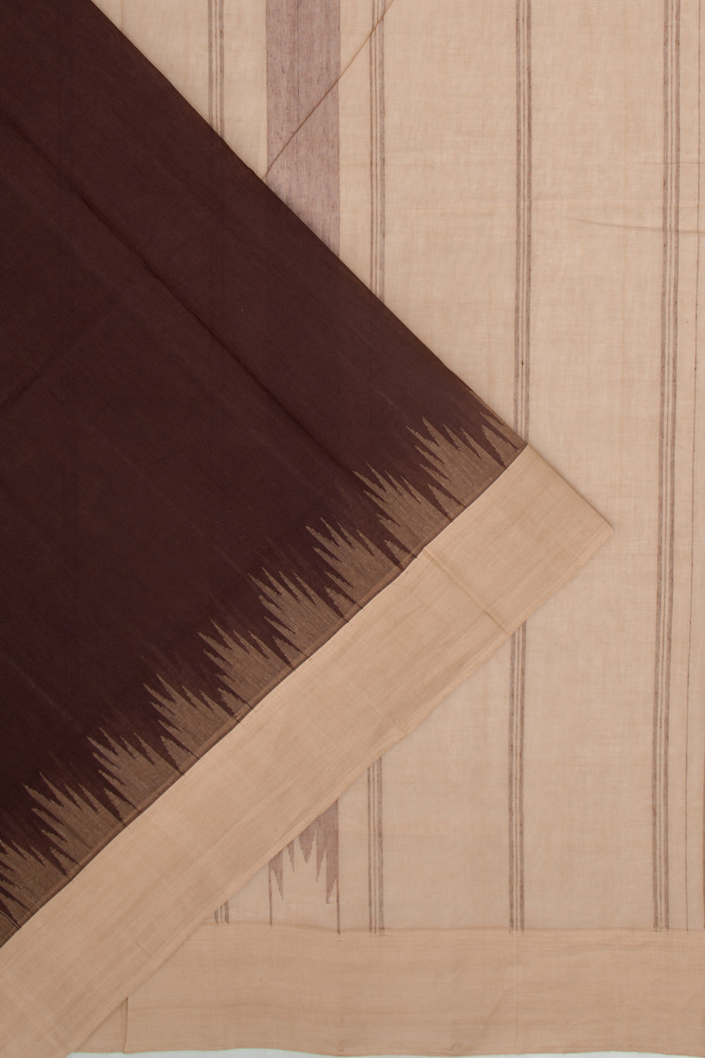 Chettinad Cotton Plain Brown Saree