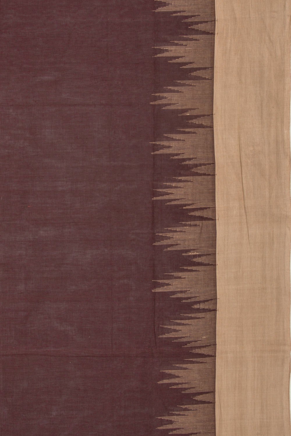 Chettinad Cotton Plain Brown Saree