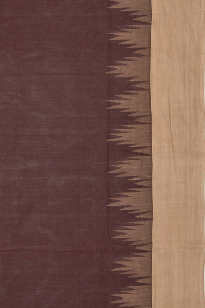 Chettinad Cotton Plain Brown Saree