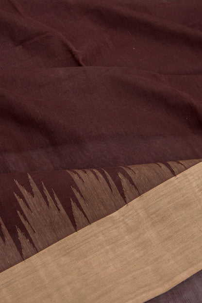 Chettinad Cotton Plain Brown Saree