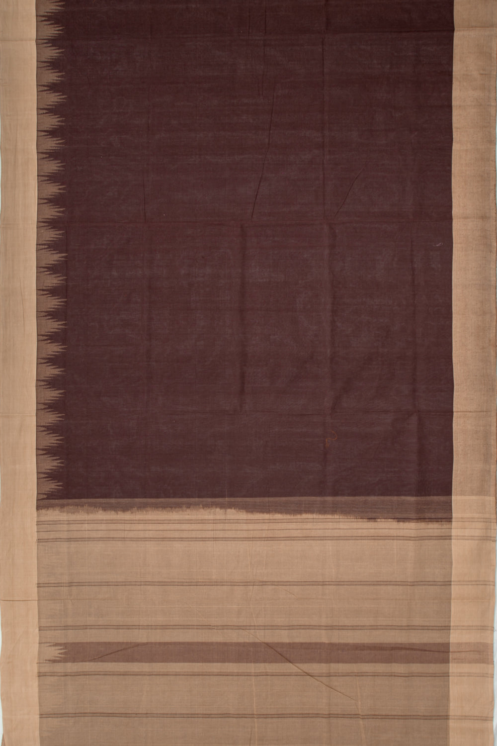 Chettinad Cotton Plain Brown Saree