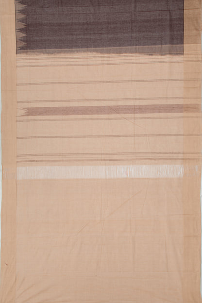 Chettinad Cotton Plain Brown Saree