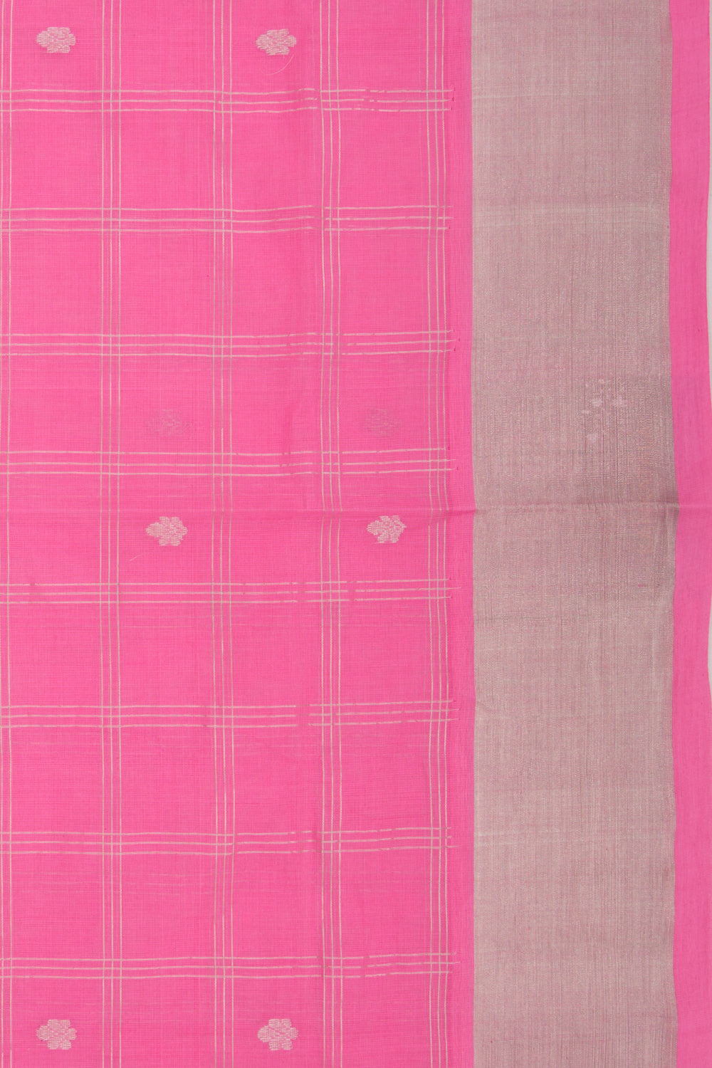 Chettinad Cotton Checks And Butta Pink Saree